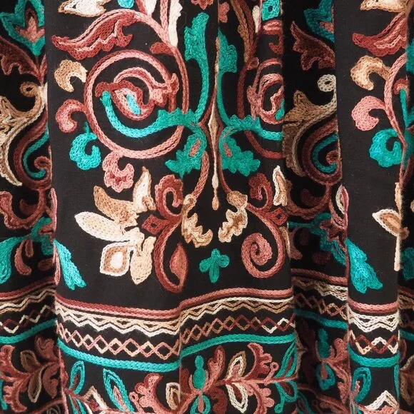 Anthropologie Floreat Black Embroidered Avery Dress sz L - Picture 8 of 10